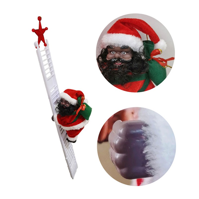 Climbing Ladder Sant Red White Golden Electric Santa Climbing Ladder