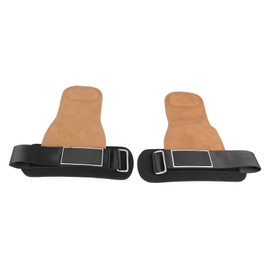Cowhide Anti Skid Weight Lifting Grip Double Layer Thickened Weight Lifting Wrist Straps Workout Fitness Gloves Palm Protection Brown