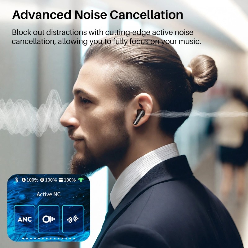 Anybuds Vivid 1.75" Touch Screen Wireless Earbuds ANC Noise Cancellation