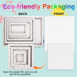 14 Packs Stretched Canvas for Painting, MultiSize 12x16, 10x12, 8x10, 5x7, 8x8, 6x6, 4x4 (2 of Each), Primed Blank Canvas for Oil, Acrylic Paint,for Beginner, Artist.