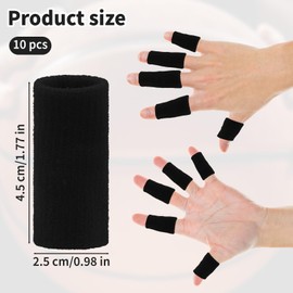 10PCS Black Finger Compression Sleeve, Elastic Finger Support Sleeve & Finger Sleeves for Arthritis, Elastic Thumb Splint Sleeves for Basketball Volleyball Sports Relieve Arthritis Pain