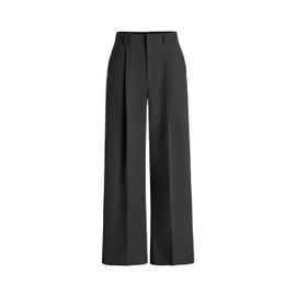 CIDER High Waist Pleated Wide Leg Pants: Black, L