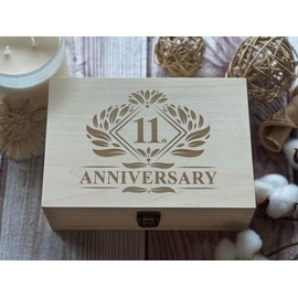11th Anniversary Engraved Wooden Box - A Unique Gift to Honor Eleven Years Together