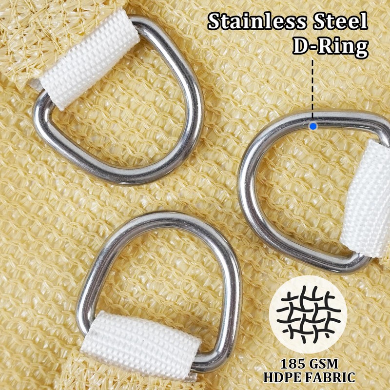 Shade&Beyond Rectangle Sun Shade Sail 12'X16' Permeable Canopy Sand for