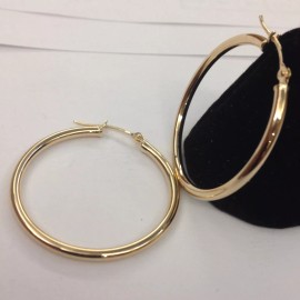 R C I Fashion 10k Yellow Gold 2.0mm x 30mm Round Shiny Runway Tube Hoop Earrings
