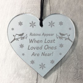 RED OCEAN Robins Appear When Lost Loved Ones Are Near ENGRAVED Memorial Heart Family Plaque