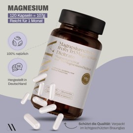 MANIA Magnesium Capsules, Pack of 120, Dietary Supplement for Energy, Muscles & Nervous System, 100% Natural and No Additives, Made in Germany
