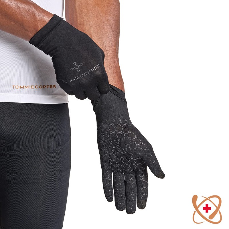 Tommie Copper Core Compression Infrared Full Finger Gloves| Non-Slip, Touchscreen