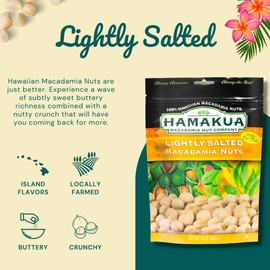 Hamakua Macadamia Nuts - Lightly Salted - Hawaiian Grown Dry Roasted Half and Whole Macadamias with Salt - Natural Eco-Friendly Large Macadamia Nuts