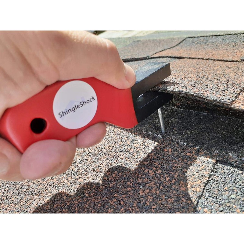 ShingleShock Roof Shingle Installer Roofing Tool, Steel Black, Rubber Grip,