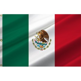 ANCONINE Mexico Flag Bandera de México 6x10FT,Mexican National Flags with 3 Brass Grommets,4 Stitched and 100D Premium Polyester.