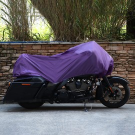 X AUTOHAUX Motorcycle Cover Lightweight Half Cover Outdoor Waterproof Rain Dust Protector Purple XL Size for Most Full Dress Touring Cruiser