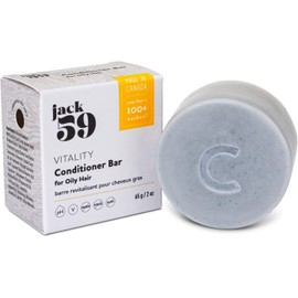 Jack59 Conditioner for Oily Hair, Vitality, with Peppermint, Rosemary and Lavender, Vegan Conditioner Bar, pH Balanced, Natural Conditioner, Sulphate-Free, No Parabens, Colour Safe, 100+ Washes, 2 oz