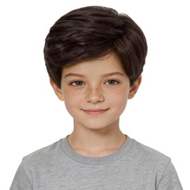 incohair Kids Dark Brown Wig Short Boys Brown Synthetic Hair Wig for Costume Cosplay Party Dress Up (Dark Brown)