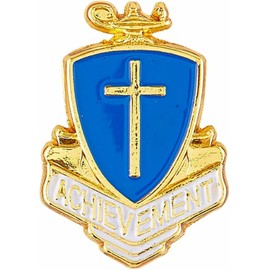 The Christian World Gold Tone and Shield Achievement Lapel Pin, Enamel Pins for Jacket, 3/4 in vbn-fh-1055