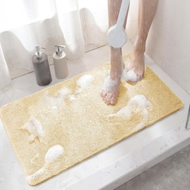 Loofah Bath Mat, Shower Mat, Non-Slip, Soft Comfort Shower Mats, Bath Mat, Shower Mat, Non-Slip, Families, Children & Seniors (40 x 60 cm, Beige)