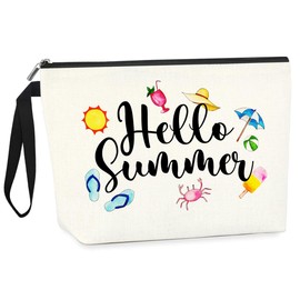 IAXIC Beach Makeup Bag Summer Beach Essentials Kit Survival Kit Bag Inspirational Gifts for Women, Various Themes Makeup Pouches for Sister Women Birthday Friend Teacher Graduation