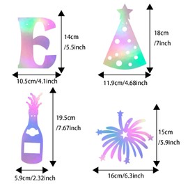 SMENGGIL Happy New Year Decoration Iridescent Banner Hanging Paper Stars Champagne Bunting Sign for Restaurants Bars Home Party Accessories Supplies 2025