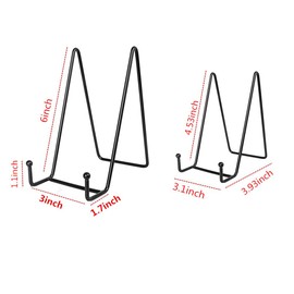 4 PCS Black Plate Stands for Display, Black Iron Plate Holder Display Stand Metal Frame Holder Stands for Photo Easel, Decorative Plate Dish etc (4.5in, 6 in)