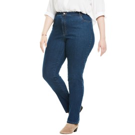 Woman Within Women's Plus Size Straight-Leg Stretch Denim Jean - 22 W, Medium Stonewash