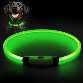 Hundehalsband mit LED-Licht, TPU-Material, wasserdicht, für Haustiere, Katzen, Hunde, Nachtsicherheit, leuchtet im Dunkeln, wiederaufladbar über USB, verstellbare Größe.