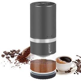 Portable Electric Coffee Grinder Stainless Steel Conical Burr Coffee Grinder with 45 Adjustable Settings Rechargeable Coffee Bean Grinder with LED Display for Home, Travel, Camping, Office-Titanium