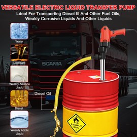 110V Heavy-Flow Liquid Transfer Pump - 1980W Electric Utility oil barrels Pump for Oil, Diesel, Water, Kerosene w/ 91cm Stainless Tube & 2M Steel Hose (80-100L/min)
