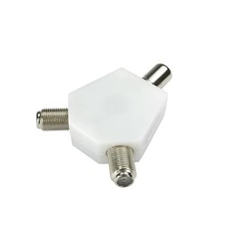 Mr. Gadget's Solutions 2-Way TV Aerial Coaxial Splitter - Seamless Signal Distribution - Y Adapter Ariel Dual Converter Cable - White