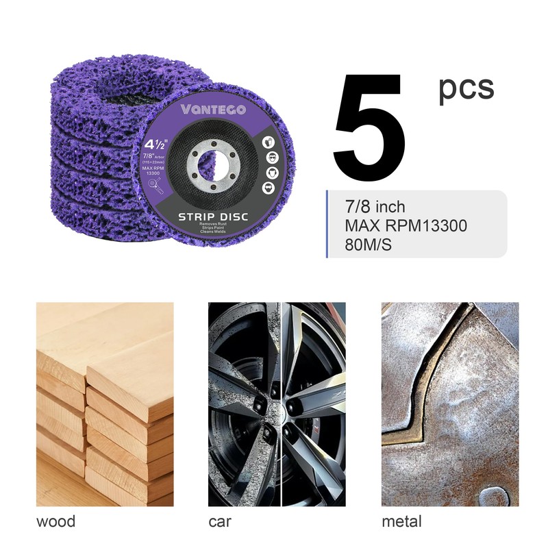 Vantego 5-Pack 4-1/2" x 7/8" Paint Stripper Discs for Angle