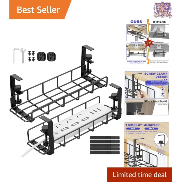 Unbranded No-Drill Adjustable Under Desk Cable Management Tray - 31.5''