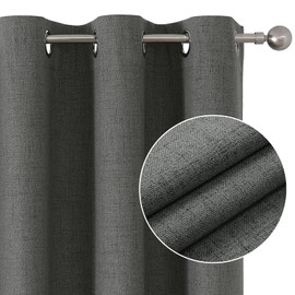Joydeco Blackout Curtains 84 Inches Long, Grey Curtains 84 Inch Length 2 Panels Set for Bedroom Living Room, Gray Thermal Insulated Linen Blackout Curtains with Grommets(42x84 inch, Grey)