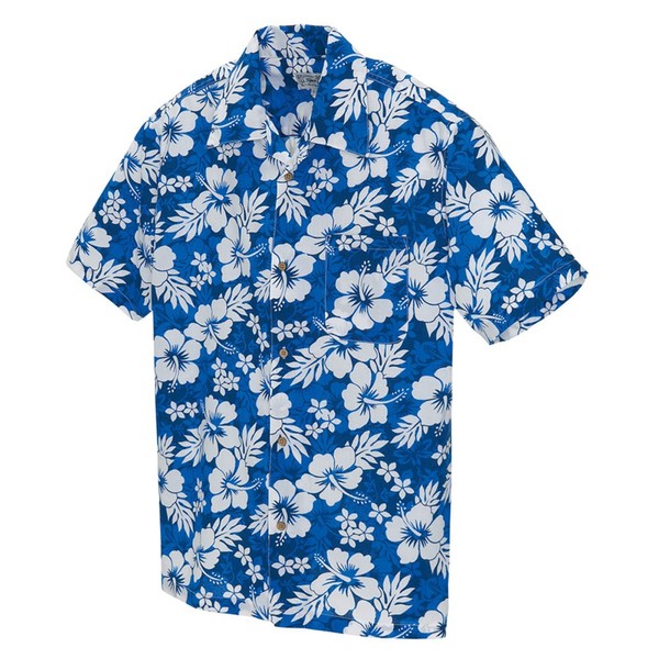 Aitos AZ-56102 Large Size (3L) Aloha Shirt (Hibiscus) (Unisex) 006/Blue