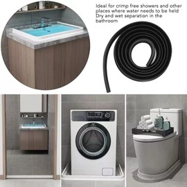 3 Metros Presa de Agua de Umbral de Ducha, Ducha de TPE Autoadhesiva, Separación en Seco y Húmedo, Barrera de Ducha Flexible y Flexible, Retenedor Que Permanece Seco para Bañera de Baño, Encimera