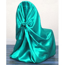 mds Pack of 30 PC Satin Universal Self Tie Chair Covers Banquet Folding Chiavari Dinning Chair Slipcover for Wedding Reception Ceremony Party Decoration Restaurant Furniture Protector - Sea Green