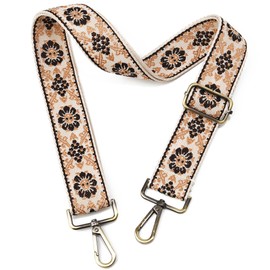 LVYOUME Adjustable Bag Straps Brushed Brass Hardware Retro Jacquard Embroidery Wide Straps for Canvas Crossbody Bags Messenger Bags Shoulder Bags