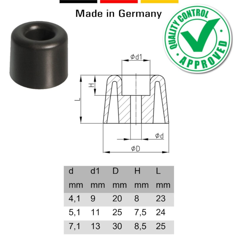 4 x door stopper, furniture buffer, conical plastic (diameter 30