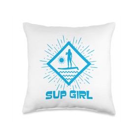 SUP Girl - Women's Stand Up Paddle Board Surf Gift Throw Pillow