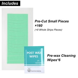 Eyebrow Wax Strips - Pre-cut, 160 Count Waxing Strips, Eyebrow Waxing Kit for Eyebrow Shaper and Face Hair Removal, Traveling and At Home Waxing Kit for Women Contains 6 After-Wax Wipes
