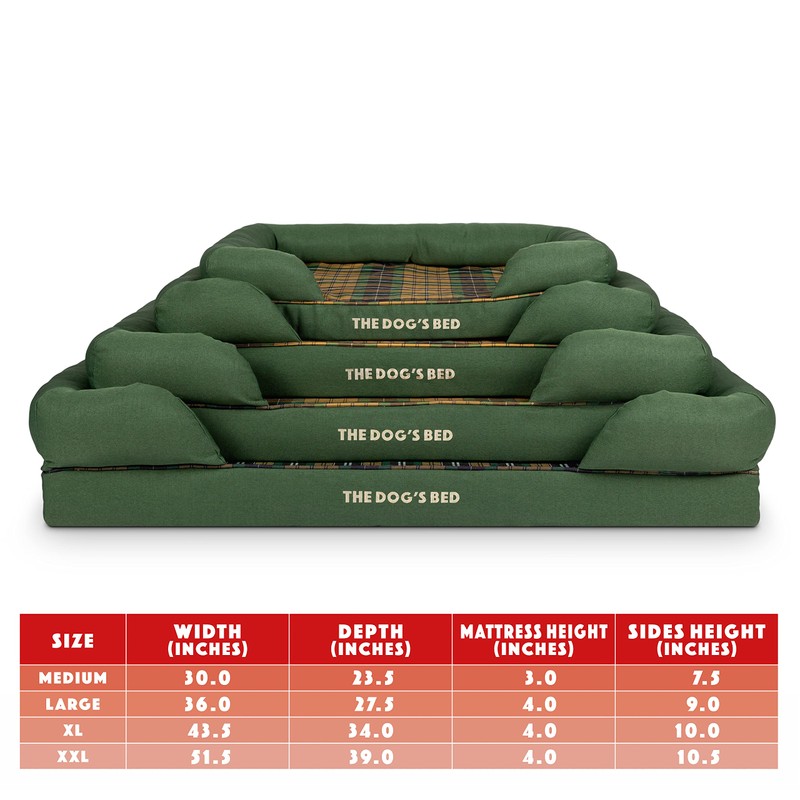 The Dog’s Bed Replacement Outer Cover, Oxford Fabric, Green Tartan,