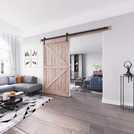 EaseLife 8 FT Heavy Duty Sliding Barn Door Hardware Track Kit,Ultra Hard Sturdy,Slide Smoothly Quietly,Easy Install,Fit 40"~48" Wide Door (8FT Track Single Door Kit)