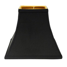 YLIEHS Slant Square Hardback Lampshade with Washer Fitter, Black with Gold Lining