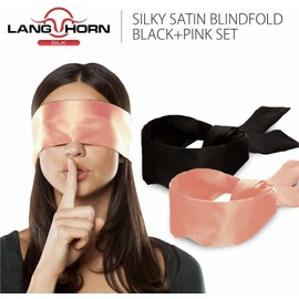 2 Pack Silk Satin Eye Mask Soft Satin Eye Cover Valentine's Day Gift 155cm (Black-Pink)