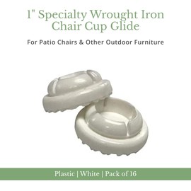 Jejavu Sunnliand Patio 1" Specialty Wrought Iron Chair Cup Glide, Protect Your Outdoor Furniture, Furniture Sliders, Floor Protector, Pack of 16, White