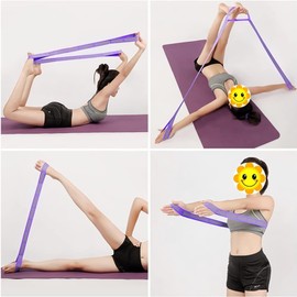 TUMYES Correa de Yoga, Banda de Resistencia, Correa de Estiramiento con Múltiples Bucles, Banda de Alta Elasticidad para Rehabilitation, Yoga, Pilates, Fitness, Danza y Gimnasia Rosa