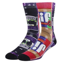 STEPUP SOX Unisex Funny Crazy Color 3D Puzzle Stripe Food Pattern Athletic Sports Crew Tube Socks, Peanut Butter and Jelly, Medium