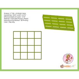 2" Squares x 16 Multi Cookie Cutter (8.3”x8.3”)