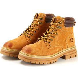 CCSOFTIME 2 Pairs Strong Work Boot Laces,Heavy Duty Boot Laces for Timberland,Hiking,Walking Boots,Steel Toe Cap Safety Boot,4.5mm Thick Round Shoelaces for Womens Mens Kids(Yellow Brown-120m)