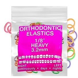 Neon Non-Latex 100 counts Intraoral Elastic Bands Orthodontic Elastics Dental Rubber Bands Made in US Heavy 1/8'', Neon