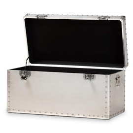 Baxton Studio Serge Silver Metal Storage Trunk
