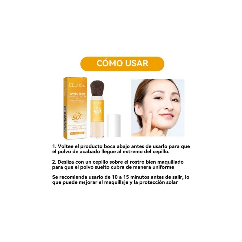 Protector Solar En Polvo Con Brocha Bloquedor Uv